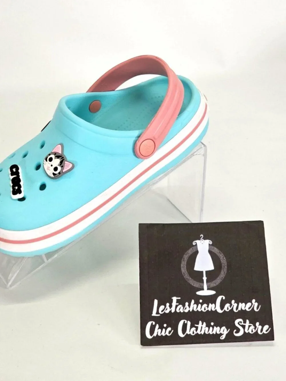 Crocs Junior Ice Blue/Pink Rubber Jibbitz Crocband Clog Size 2 1993